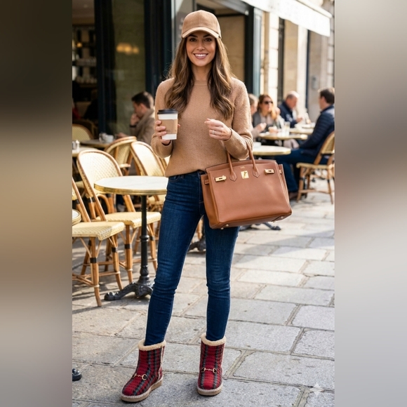 Gucci Shoes - Gucci Fria Merino Wool Horsebit Houndstooth Wool Ankle Boot Women size 41